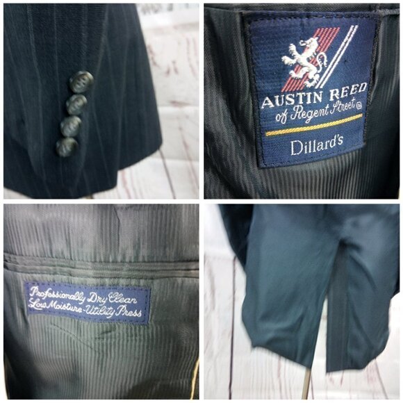 Austin Reed Regent Street Dillard's 40R Dark Gray Striped 2pc Suit 32x31 Pleated - Picture 8 of 15